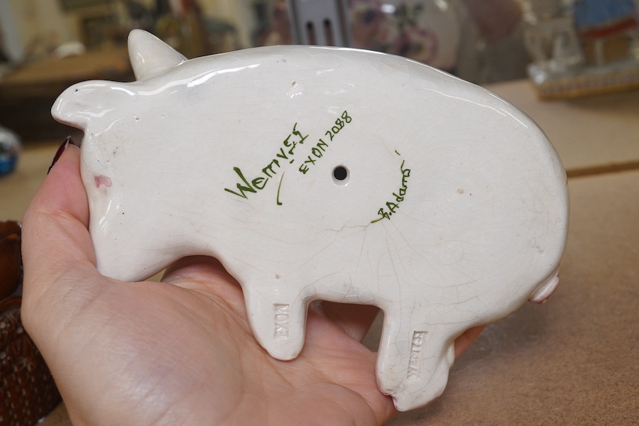 A Wemyss Exon pottery pig, signed B. A. Adams, numbered 2088 to the base, 16cm high. Condition - good